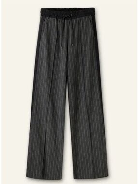 ME+EM Black Pinstripe Wide-Leg Track Pant ✨🤍